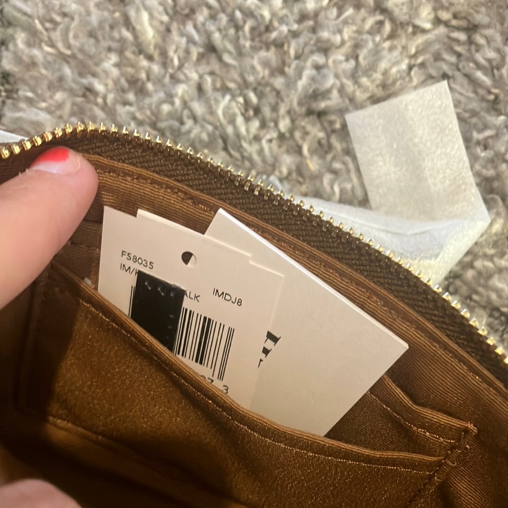 Coach Signature Brown and Cream Wristlet - Picture 6 of 9